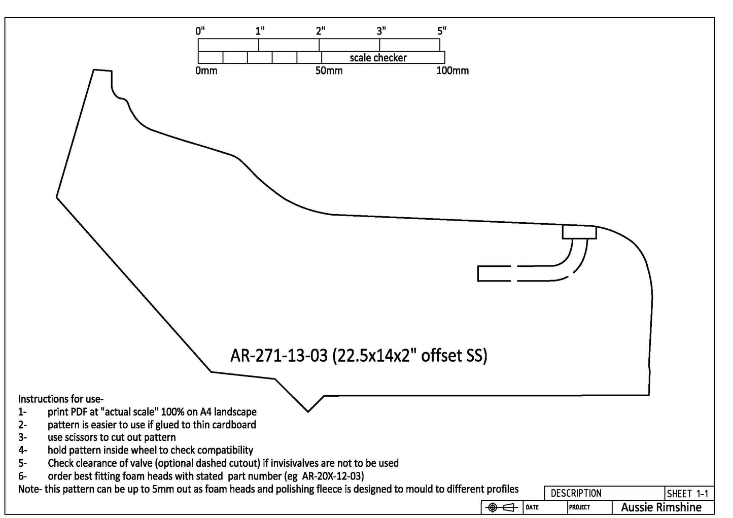 AR-271 Foam Head 22.5 x 14 x 2 inch Offset SS